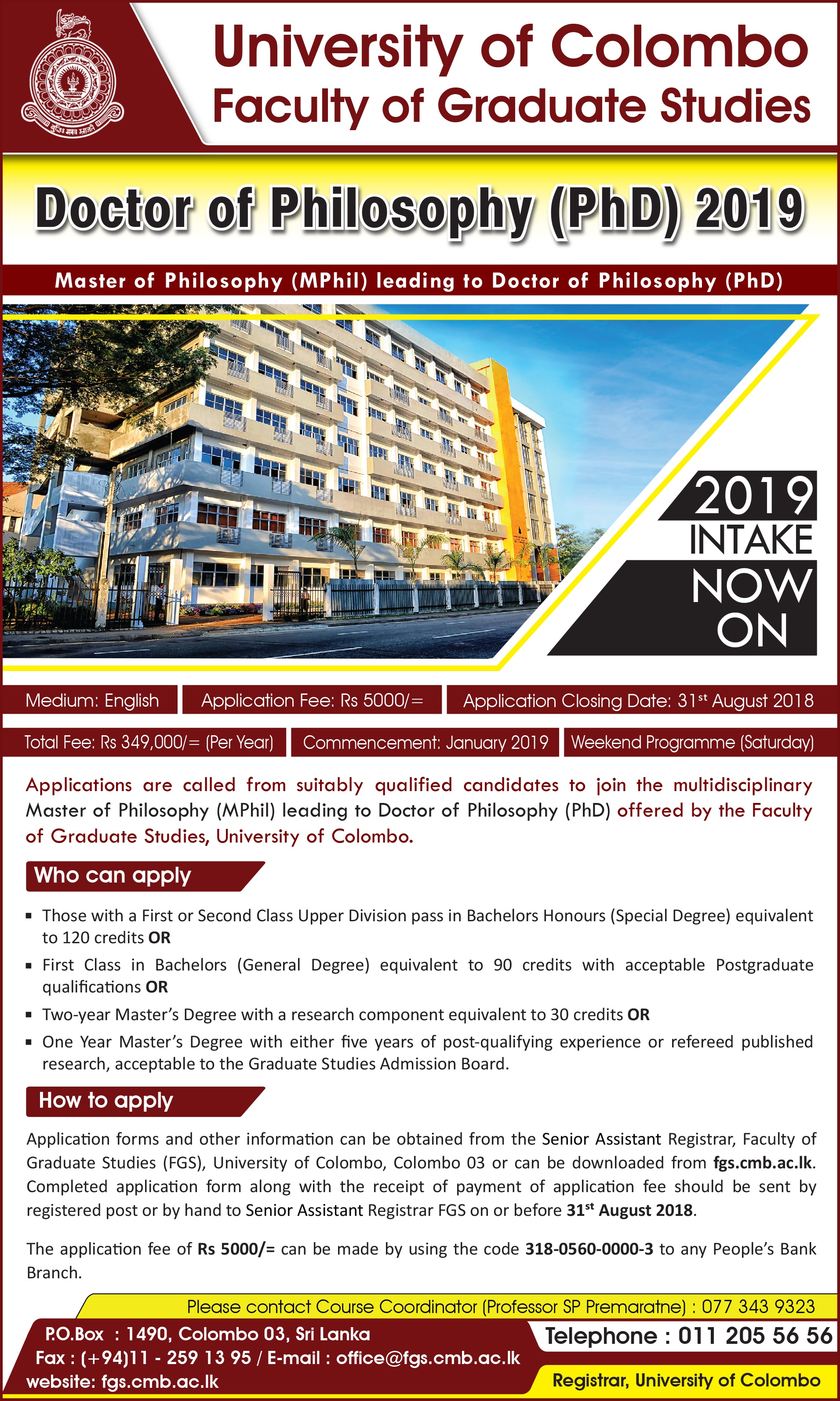 Doctor of Philosophy (PhD) 2019 - Faculty of Graduate Studies - University of Colombo